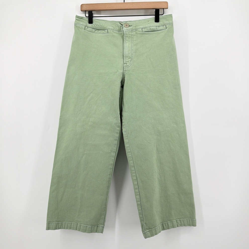 Madewell Emmett Wide Leg Crop Pants P30 Petite Sage High Rise Welt Pocket